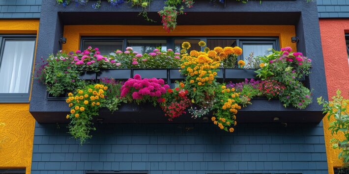 Un Bâtiment Avec Un Balcon Plein De Fleurs Colorées